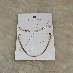 NWT H&M Gold and White Bracelet Anklet Set